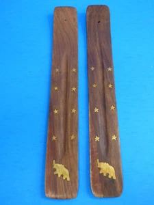 2 Stück 10 ZOLL Räuchergefäß Aschefänger Halter Holz Messing Stern Glückselefant NEU - Bild 1 von 4