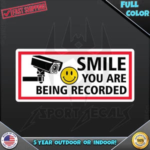 Fotocamera Smile You Are Being AVVERTENZA Finestra Porta VINILE DECALCOMANIA ADESIVO 083 - Foto 1 di 1