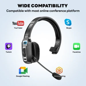 New Trucker Headset Wireless Bluetooth 5.2 AI Noise Cancelling Mic For Phones PC - Picture 1 of 19