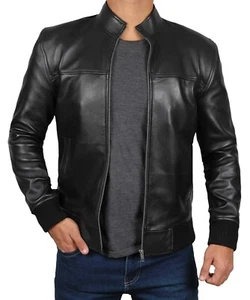 Men's leather Jacket 100% Real Soft Lambskin Leather Man Classic Jacket - Picture 1 of 5