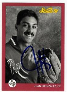 Juan Gonzalez Signed 1991 Studio Card #124 Texas Rangers