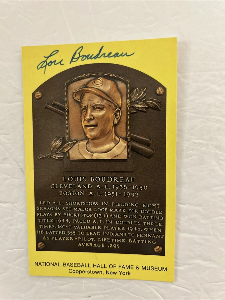 Lou Boudreau Autographed Hall Of Fame Postcard HOF Postcard Cleveland Indians - Image 1 of 2
