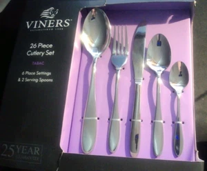 Juego de cubiertos Viners Tabac 26 piezas. 6 ajustes de lugar y 2 cucharas para servir. Box wear - Imagen 1 de 9