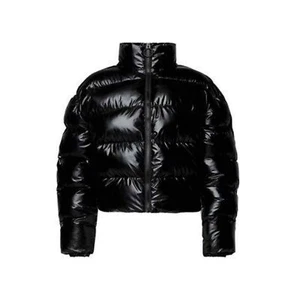 NWT Fabletics Black Shine Wander Puffer Jacket Zipper High Collar S - Picture 1 of 1