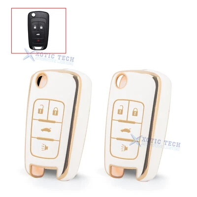 2X Llavero abatible remoto de protección completa blanco para Chevy Camaro Impala Malibu Foto 1 de 4
