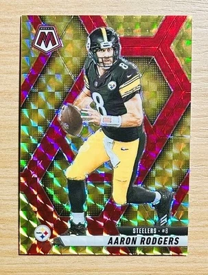 2025 Panini Mosaic Aaron Rodgers Choice Red Yellow /89, Steelers - Image 1 of 2