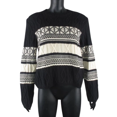 Stefanel Wool Nordic Jumper L Blue White Made in Italy Fair Isle Knit Sweater - Image 1 of 4