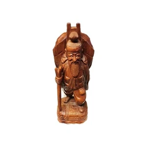 Wooden Hand Carved Wood Chinese Smiling Old Man - Picture 1 of 4