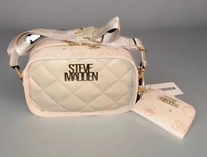 Steve Madden Crossbody Bag DR141885 Beige Quilt Pattern & Coin Pouch - Picture 1 of 4