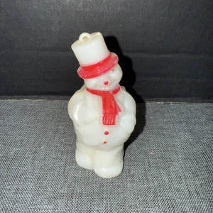 Vintage Weihnachten rot weiß Schneemann Zylinder Hut Kunststoff Süßigkeiten Behälter Ornament - Bild 1 von 2