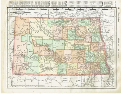 Dated 1902 Antique Color Maps of  North Dakota and South Dakota - Image 1 of 4