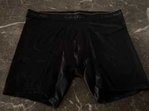 CALVIN KLEIN Boxer Briefs Mens L Black Micro Stretch Trunk Logo - Picture 1 of 3