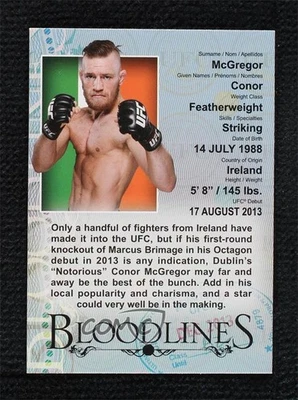 2013 Topps UFC Bloodlines Bloodlines Conor McGregor #BL-CM Rookie RC - Image 1 of 2