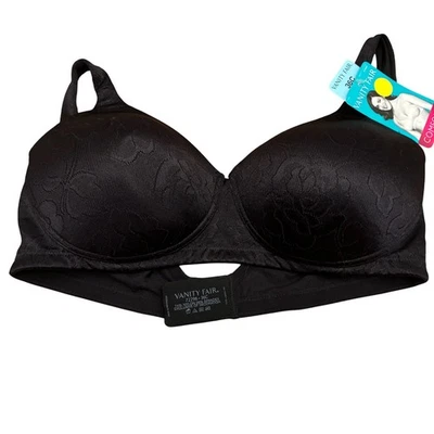 Sujetador Camiseta Vanity Fair NUEVO CON ETIQUETAS 36C Perfecto Negro Confort Inalámbrico Floral NUEVO Satinado Foto 1 de 4
