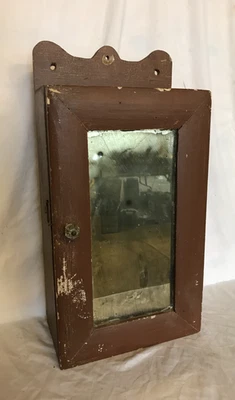 VTG Chocolate 11x23 Wood Wall Mounted Medicine Cabinet Old Cupboard 1550-25B - Image 1 of 4