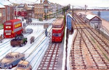 The Mumbles Railway in St Helens  - Christmas Card - Tony Paultyn