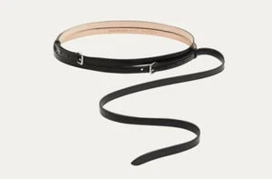 Alexander McQueen Women's Black Thin Long Leather Double Belt Size 75 cm 30" - Picture 1 of 7