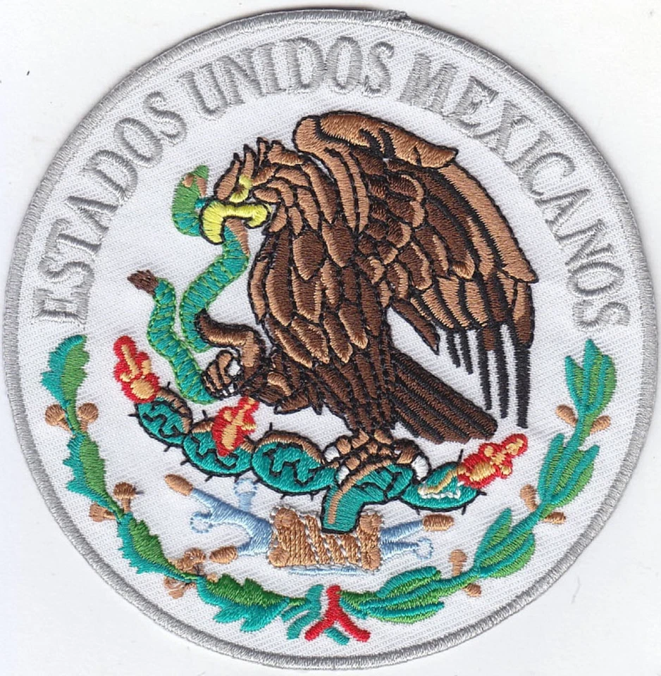Mexico Flag Logo Embroidered Patches 4" Diameter iron-on - Image 1 of 1