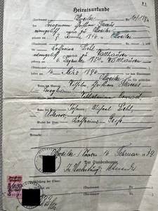 Heiratsurkunde Ottweiler Saar 1939 + Gebührenmarke Revenue Stempelmarke Saarland - Picture 1 of 2