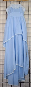 Vintage Dress Jody T of California Size 7 70s Blue Gingham Plaid Tiered Skirt - Picture 1 of 11