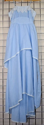 Vintage Dress Jody T of California Size 7 70s Blue Gingham Plaid Tiered Skirt - Image 1 of 4