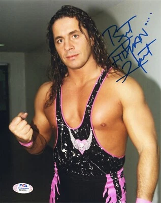 BRET HART WWE WCW HITMAN SIGNED AUTOGRAPH 8X10 PHOTO #8 W/ PSA/DNA COA - Image 1 of 2