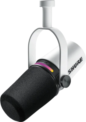 Shure MV7+ XLR/USB-C Dynamic Podcasting Microphone (White) - Image 1 of 4