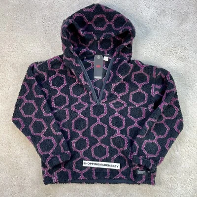[M] LEVIS COZY HALF ZIP HOODIE Sherpa Pullover Jacket Sweater Keiko Caviar Black - Изображение 1 из 4