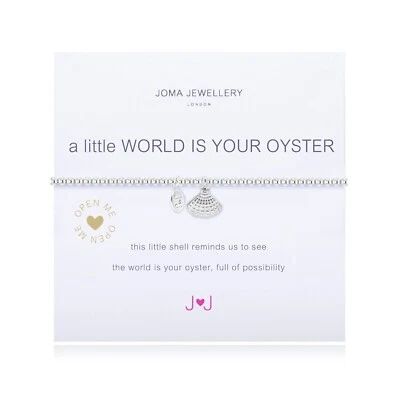 Pulseira de contas folheada a prata Joma A Little WORLD IS YOUR OYSTER + bolsa de presente - Imagem 1 de 2