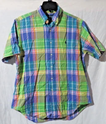 Ralph Lauren Men Madras Plaid Rainbow Multi Color Shirt Fit Sz L - Image 1 of 4