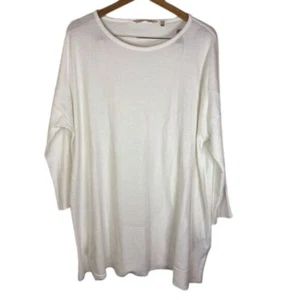 T-shirt morbida bianca classica manica lunga super morbida fluida taglia 1X - Foto 1 di 10