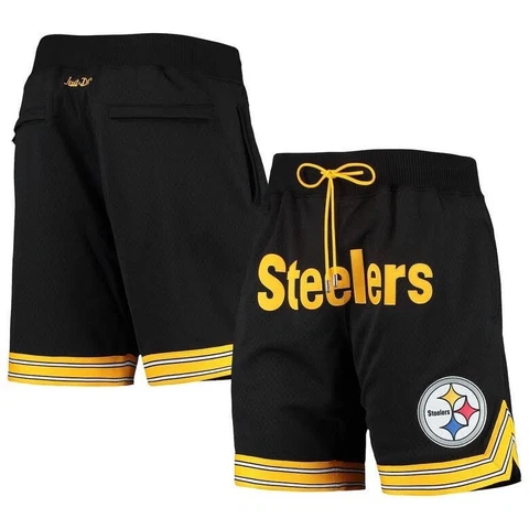 Pittsburgh Steelers Mitchell & Ness Just Don Gold Rush Shorts - Black. Size M Cover