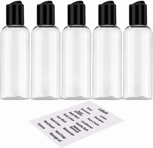 5 Pack 3.4 Oz Travel Bottles for Toiletries TSA Approved Leakproof Plastic Empty - Picture 1 of 12