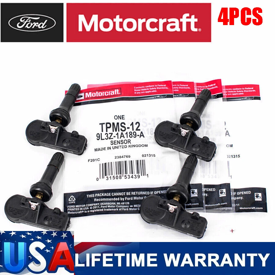 4PCS Genuine Motorcraft TIRE PRESSURE MONITORING SENSOR OEM TPMS-12 9L3Z-1A189-A Foto 1 de 4