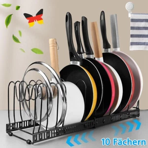 Topfdeckelhalter Pfannen Halter Geschirr Ständer Deckelhalterung mit 10 Fächern - Bild 1 von 18