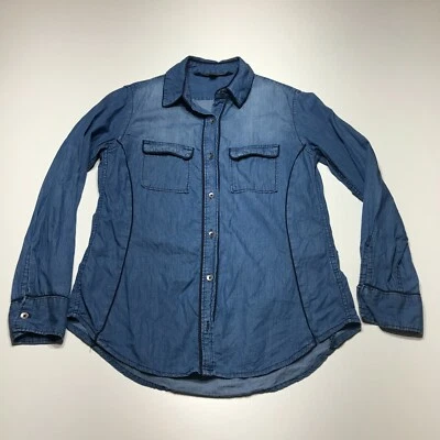 Camisa Lee Riders con botones para mujer talla S azul denim inspirada en el oeste ligeramente descolorida Foto 1 de 4