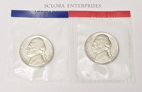 1988 P & D Jefferson Nickel Set (2 COINS) *MINT CELLO* *FREE SHIPPING* Cover