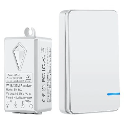 Universal Remote Control Wireless Wall Light Switch Kit Fireproof 1 Way AC 110V  - Image 1 of 4