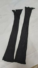 Antique gloves Mittens Knitted Black silk victorian vintage small