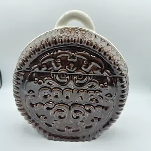 Vintage Ceramic Cookies Themed Cookie Jar Tall Canister Oreo Shaped Jar - Picture 1 of 7