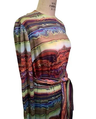Vintage 70's MR. SIMON Woman's Psychedelic Print Dress Size 12 - Retro Vibe - Image 1 of 4