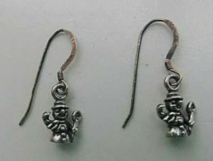 Pendientes colgantes de plata 925 con marca de muñeco de nieve de Navidad #Q10 - Imagen 1 de 8