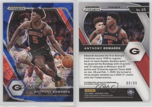 2021-22 Panini Prizm Draft Picks Blue Ice Prizm /99 Anthony Edwards #65