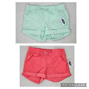 New Girls Old Navy Mint Green or Coral Pull On Cuffed Shorts Pockets XS 5 - Picture 1 of 9