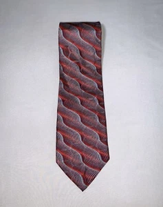 Corbata para hombre Jhane Barnes L 58 W 4 gris roja seda - Imagen 1 de 3