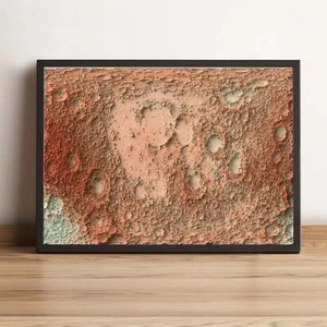 Moon Map, Moon 2D Relief Map, Moon Vintage Map - 2D Flat Print - Picture 1 of 8