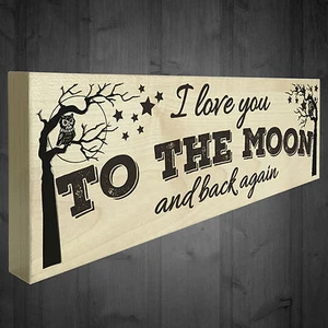 I Love You To The Moon And Back Again Freestanding Plaque Friendship Love Gift - Picture 1 of 6