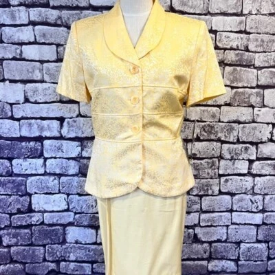 Traje Falda Amarilla Sag Harbor Nuevo con Etiquetas Vintage Talla 8 Rayón y Poliéster Foto 1 de 4