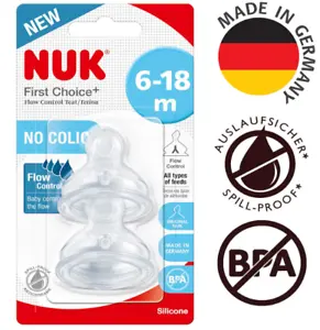 NUK First Choice+ Teats for Baby Bottles | 6-18 Months | Flow Control | 2 count - Picture 1 of 7