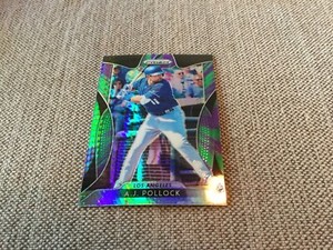 2019 Panini Prizm A. J. Pollock Hyper Purple Green Prizm #18 Los Angeles Dodgers